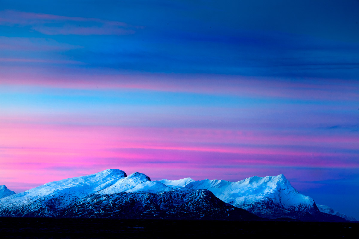 Winter light in the mountains surrounding Bodø © Rune Nilsen