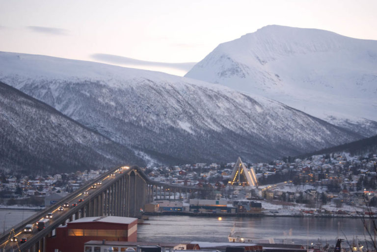 Leaving town this way, you're heading to Tromsø's mainland side. The mountain in the far back in the city mountain of Tromsdalstind © Knut Hansvold