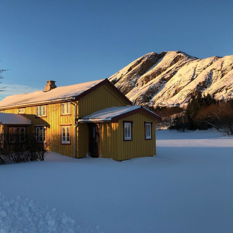 The Bolgtinden mountain at Bolga in low winter sun © Jeff McLean