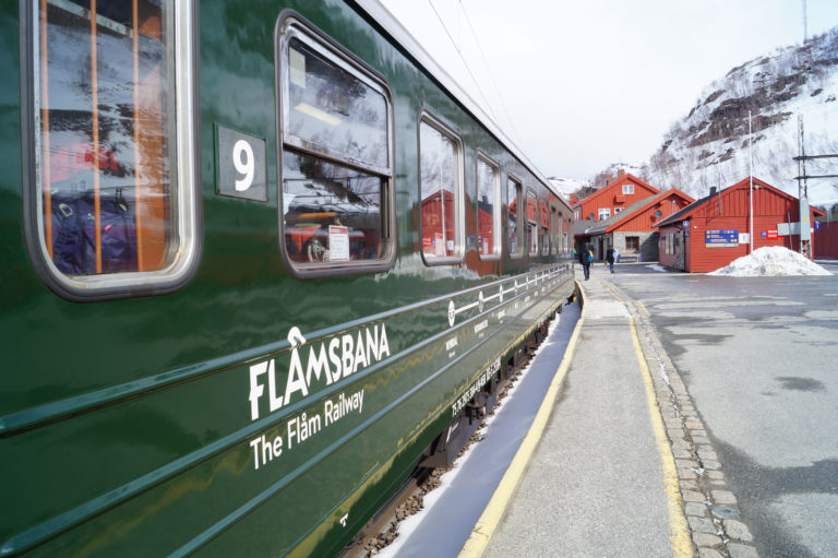 The short Flåmsbana railway line from Myrdal up in the mountains to Flåm at the Sognefjord is full of landscape drama © Fjord Norway