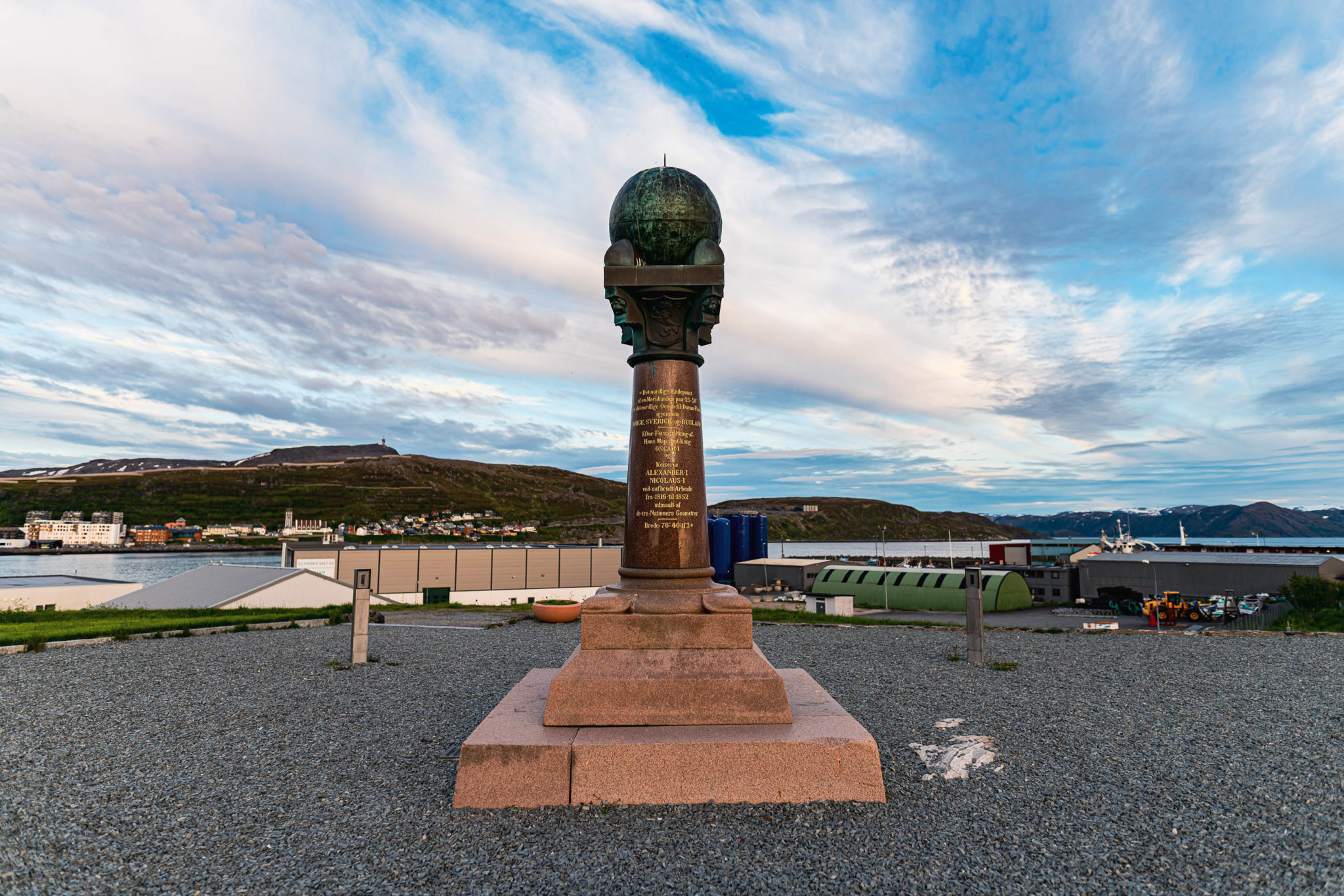 The Meridian column at Fugleneset Point in Hammerfest, in memory of the project of measuring the exact size and shape of the Planet © Marte Nyvoll