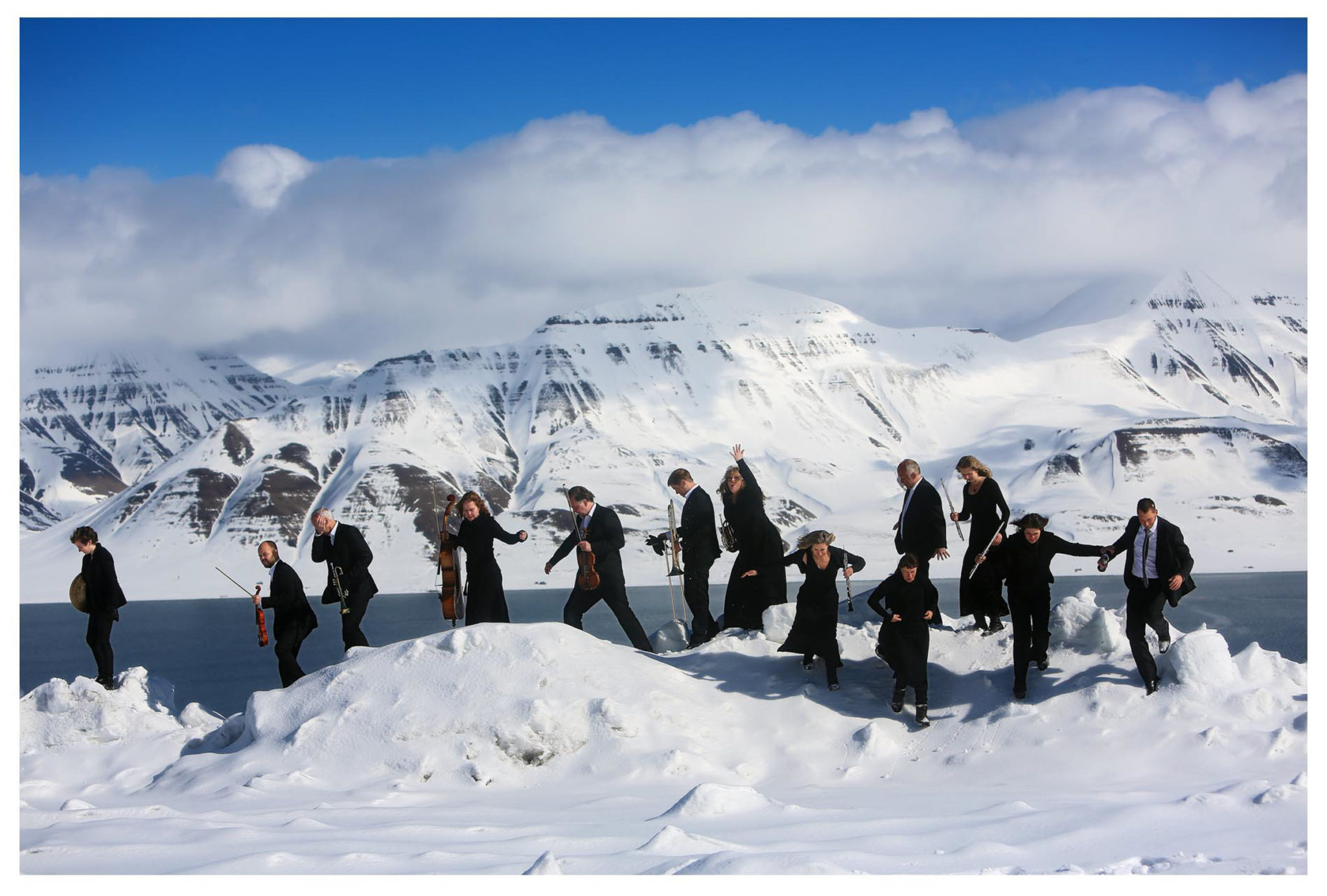 Arctic Philharmonic on their northernmost gig in Svalbard. This orchestra is located in Bodø and Tromsø, and is thus the world's northermost © Yngve Olsen-Sæbbe