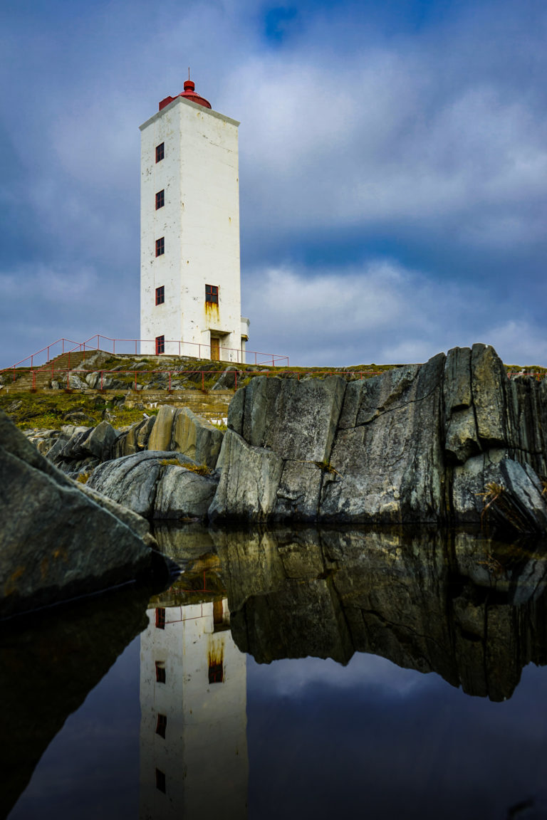 Kjølnes lighthouse was destroyed by Nazi cannons from the sea during the withdrawal in 1944, and reconstructed as a concrete tower in 1949 © Katelin Pell