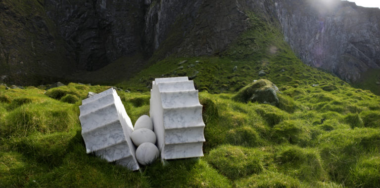 Skulpturlandskap nordland. Artwork: Il Nido, Reiret. Artist: Luciano Fabro, Røst. Photo: Ernst Furuhatt / nordnorge.com