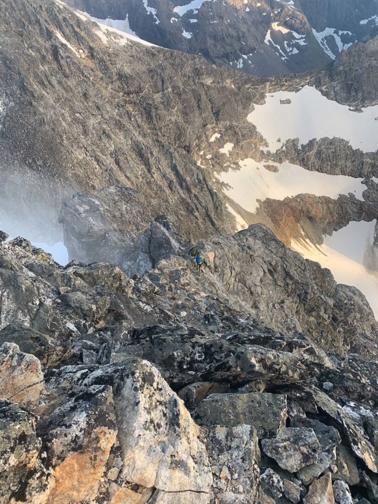 Rocky and demanding terrain at the top of Mount Hamperokken © Kristin Harila