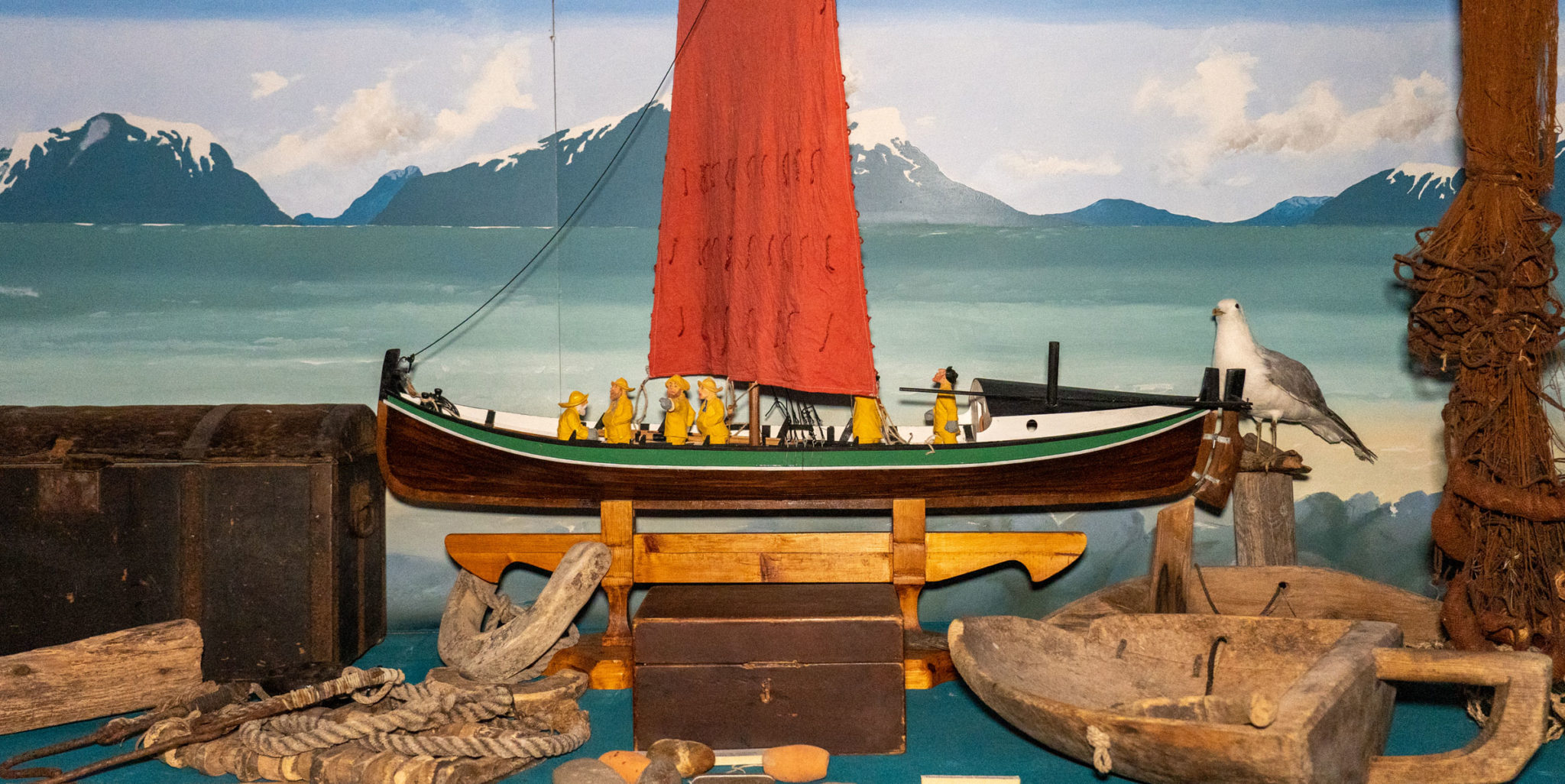 Illustration at the Kveitmuseet - Halibut Museum - at Skrolsvik, Senja © Dag Arild Larsen / MIdt-Troms museum