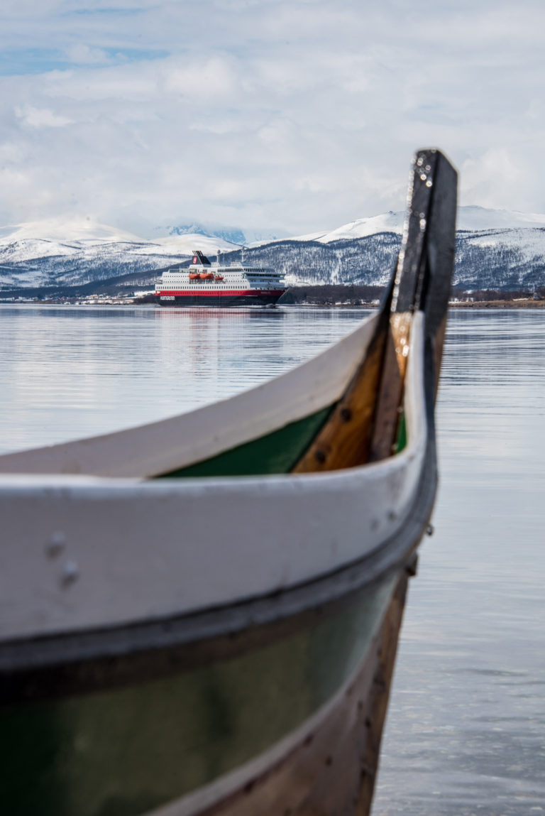 An old bindalsfæring (Nordland boat) and the coastal express (Hurtigruten) - different expressions of Coastal Culture © Dag Arild Larsen/Midt-Troms Museum