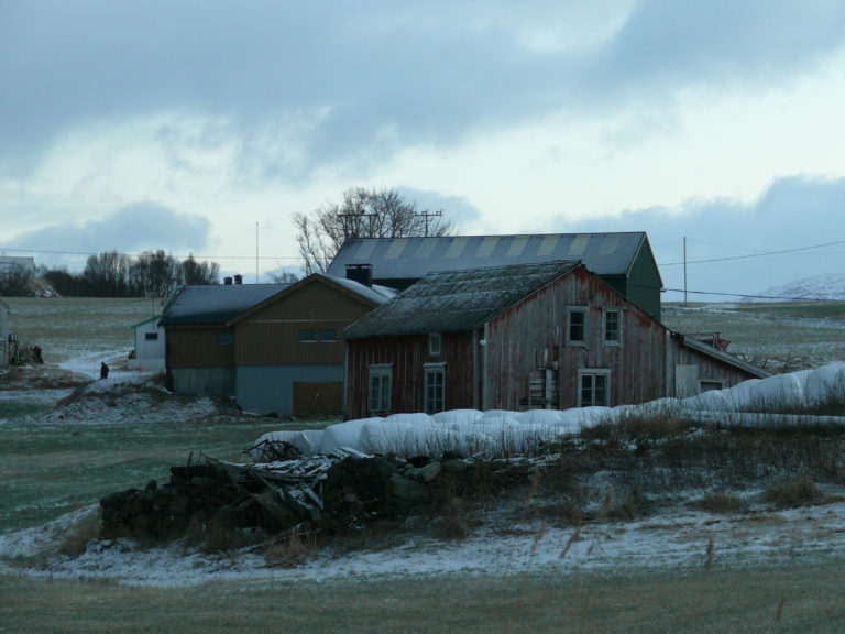 The settlement mound, where there have been houses for the last couple of millennia. The house of "Gammel-Bertel" is the last in the succession © Lars Børge Myklevold