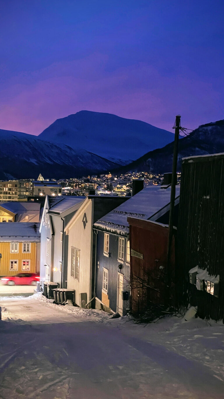 Ice underfoot, morning glow in the east. The polar night is lighter than it seems. © Knut Hansvold