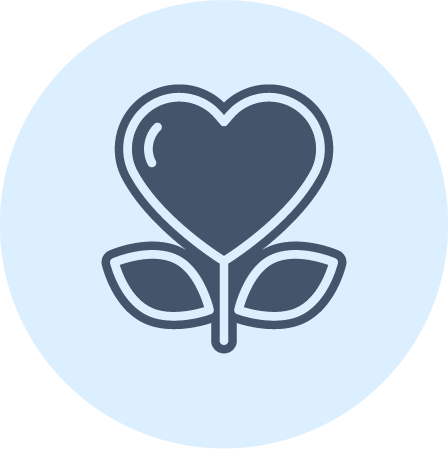 Icon for Arctic Care, A plant with a heart as the flower.